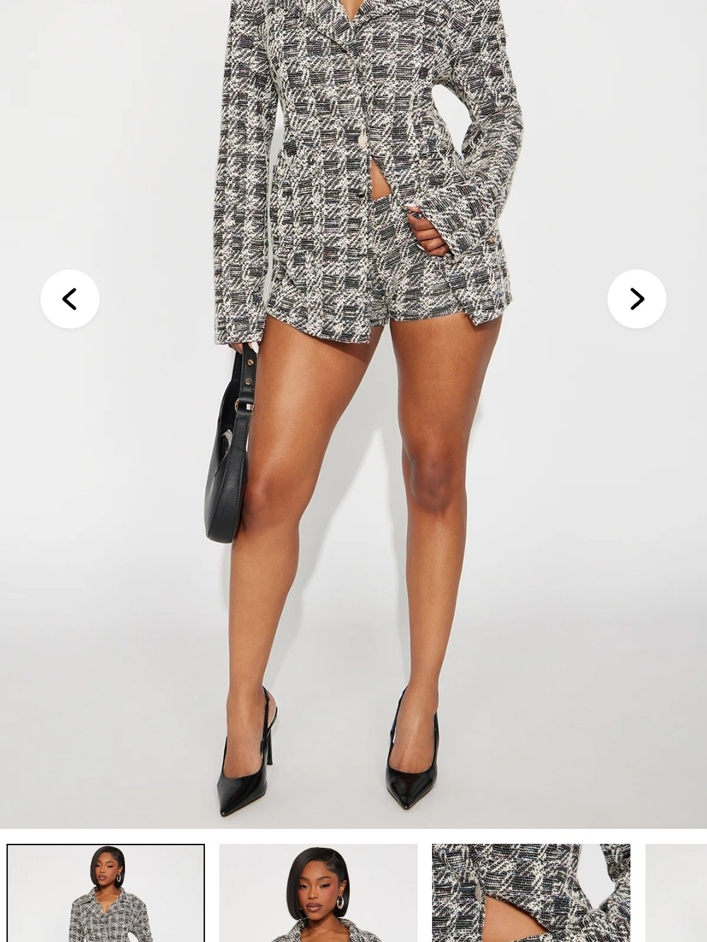 Women’s Tweed Patterned Shorts - Black/White